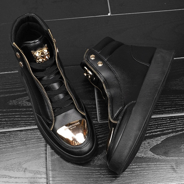 Off-Bound Men Ankle Boots High-cut Sneakers Basketball Shoes Leopard Platform Skate Sport Training Shoes Men Casual Shoes