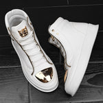 Off-Bound Men Ankle Boots High-cut Sneakers Basketball Shoes Leopard Platform Skate Sport Training Shoes Men Casual Shoes