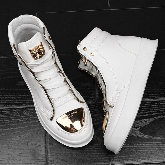 Off-Bound Men Ankle Boots High-cut Sneakers Basketball Shoes Leopard Platform Skate Sport Training Shoes Men Casual Shoes