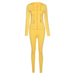Tracksuit Women 2 Piece Set Fitness Plain Color Zipper Up Hoodies Skinny Leggings Sporty Sweatpants Matching Outfits Activewear