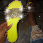 Rhinestone Sandals Women Summer 2021 Female Ladies Slippers Sandles Sandels Flats Shoes Woman Slides Luxury Designers Fashion