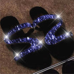 Rhinestone Sandals Women Summer 2021 Female Ladies Slippers Sandles Sandels Flats Shoes Woman Slides Luxury Designers Fashion