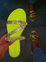 Rhinestone Sandals Women Summer 2021 Female Ladies Slippers Sandles Sandels Flats Shoes Woman Slides Luxury Designers Fashion