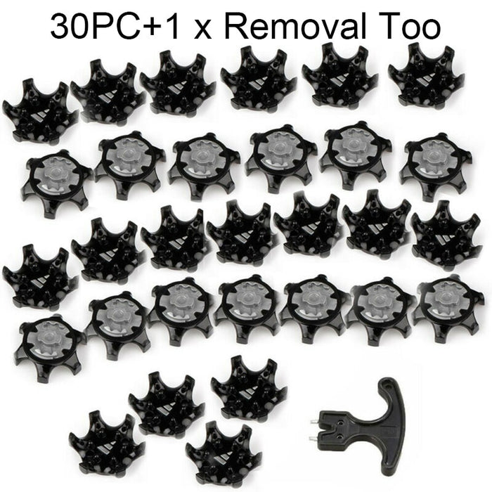 30pcs Golf Shoe Spikes Pins golf training aids Black Clamp Cleats Studs Replacement Plastic comfort durability with Removal Tool