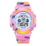 Navy Blue Camouflage Kids Watches LED Colorful Flash Digital Waterproof Alarm For Boys Girls Date Week Creative Children's Clock
