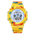 Navy Blue Camouflage Kids Watches LED Colorful Flash Digital Waterproof Alarm For Boys Girls Date Week Creative Children's Clock