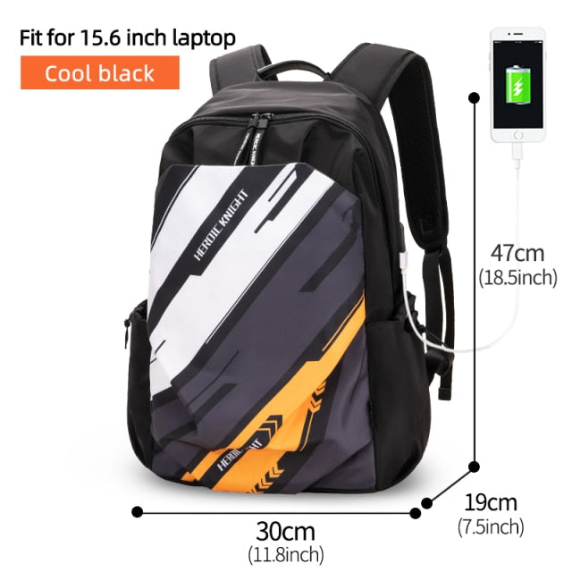 Heroic Knight Men Fashion Backpack 15.6inch Laptop Backpack Men Waterproof Travel Outdoor Backpack School Teenage Mochila Bag