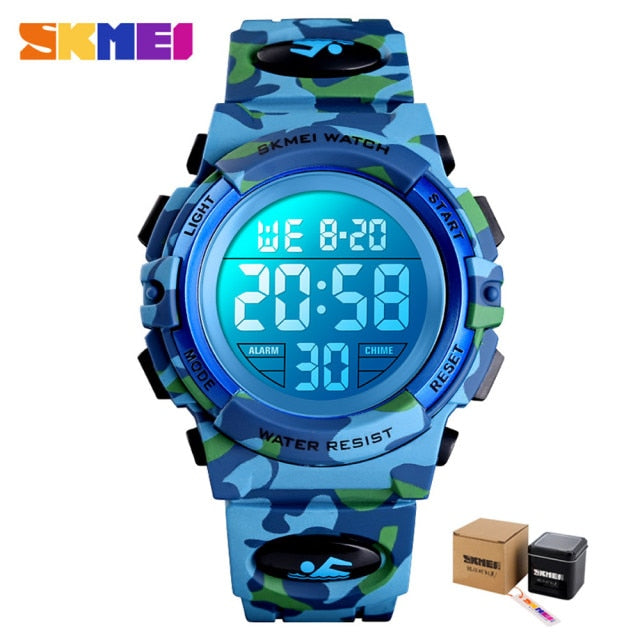 SKMEI Military Kids Sport Watches 50M Waterproof Electronic Wristwatch Stop Watch Clock Children Digital Watch For Boys Girls