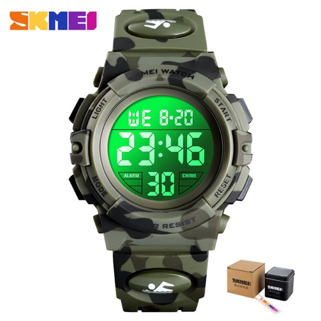 SKMEI Military Kids Sport Watches 50M Waterproof Electronic Wristwatch Stop Watch Clock Children Digital Watch For Boys Girls