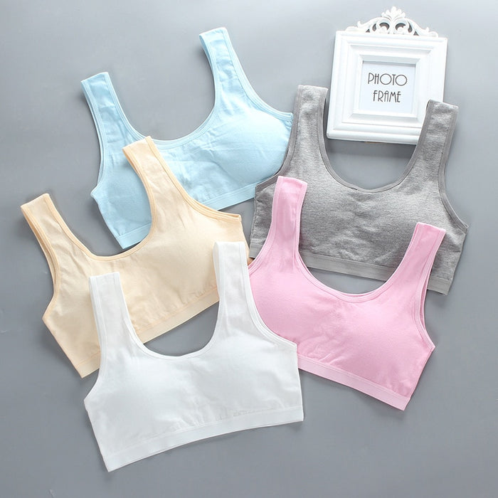 5pcs/Lot Cotton Young Girls Training Bra 8-18 Years Old Children Sports Wear Bras Teenage Undervest Adolescente Kids Camisoles