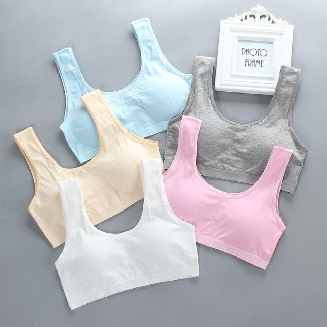 5pcs/Lot Cotton Young Girls Training Bra 8-18 Years Old Children Sports Wear Bras Teenage Undervest Adolescente Kids Camisoles