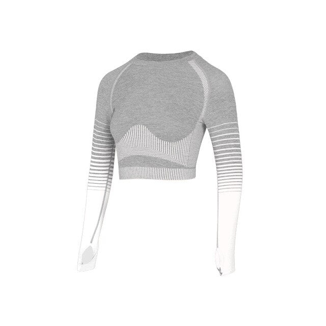 Breathable Yoga Woman Shirts Fitness Sports Crop Top Gym Seamless Top Workout Wear For Girl Energy Running Sports Shirts