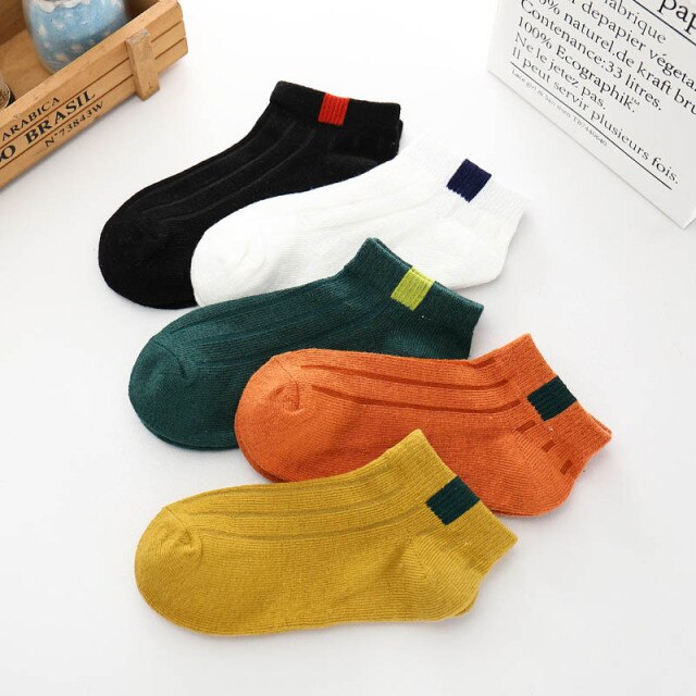 5 Pairs/Lot Cotton Children Kids Socks for Girls Boys Winter Fall Spring Wear Solid Color Fashion Sports Casual Socks Baby Kids
