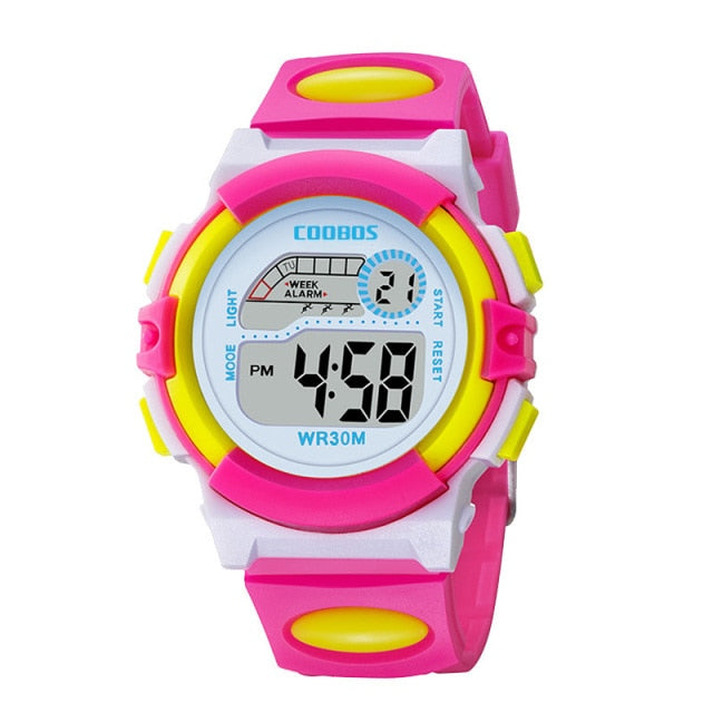 Navy Blue Camouflage Kids Watches LED Colorful Flash Digital Waterproof Alarm For Boys Girls Date Week Creative Children's Clock