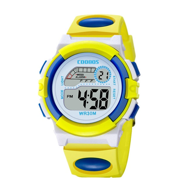 Navy Blue Camouflage Kids Watches LED Colorful Flash Digital Waterproof Alarm For Boys Girls Date Week Creative Children's Clock