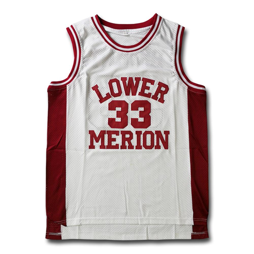 #33 Kobe Bryant Lower Merion Headgear Men's Maroon High School Retro basketball Jersey Embroidered