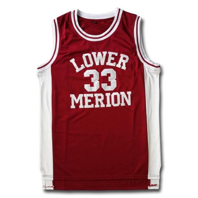 #33 Kobe Bryant Lower Merion Headgear Men's Maroon High School Retro basketball Jersey Embroidered