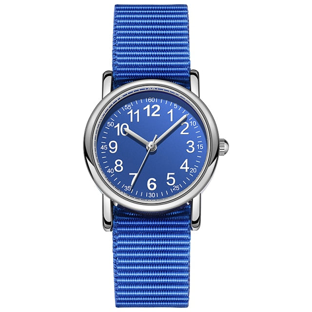 Easy to Read Kids Quartz Watches Nylon Strap Sweat Proof Japan Movement Boys and Girl