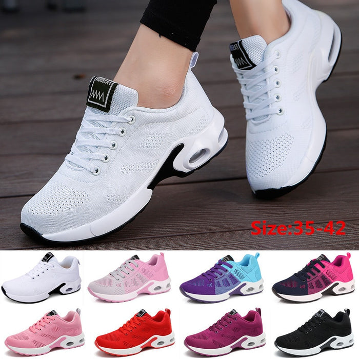 Fashion Women Lightweight Sneakers Outdoor Sports Breathable Mesh Comfort Running Shoes Air Cushion Lace Up