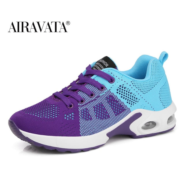 Fashion Women Lightweight Sneakers Outdoor Sports Breathable Mesh Comfort Running Shoes Air Cushion Lace Up