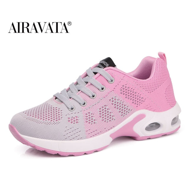 Fashion Women Lightweight Sneakers Outdoor Sports Breathable Mesh Comfort Running Shoes Air Cushion Lace Up