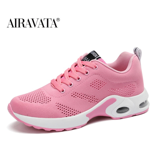 Fashion Women Lightweight Sneakers Outdoor Sports Breathable Mesh Comfort Running Shoes Air Cushion Lace Up