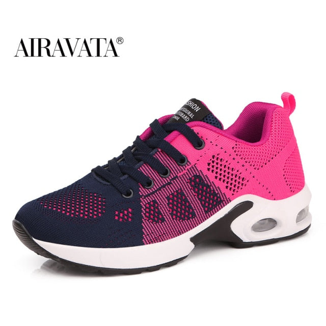 Fashion Women Lightweight Sneakers Outdoor Sports Breathable Mesh Comfort Running Shoes Air Cushion Lace Up