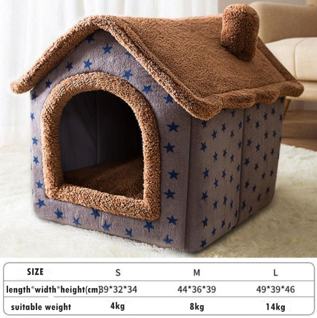 Foldable Deep Sleep Pet Cat House Indoor Winter Warm Cozy Kennel Tent Chihuahua Cat Nest Cushion Removable Pet Products Basket