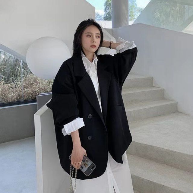 Blazers Women Minimalist Solid Outwear Loose Elegant Retro Official Fashion High Street Feminine All-match Spring Comfortable