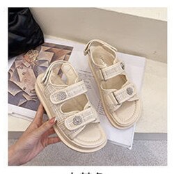 2021 New Platform Sandals Women Lattice Round Toe Plaid Cloth Summer Casual Ladies Outdoor Shoes Zapatos De Mujer Women Sandels