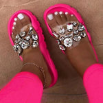 Sandals Women Summer Crystal Slides Glitter Slippers Ladies Rhinestone Female Diamond Flat Shoes Sandels Sandalias Mujerkm453