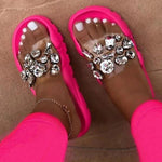 Sandals Women Summer Crystal Slides Glitter Slippers Ladies Rhinestone Female Diamond Flat Shoes Sandels Sandalias Mujerkm453
