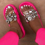 Sandals Women Summer Crystal Slides Glitter Slippers Ladies Rhinestone Female Diamond Flat Shoes Sandels Sandalias Mujer 2021