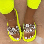 Sandals Women Summer Crystal Slides Glitter Slippers Ladies Rhinestone Female Diamond Flat Shoes Sandels Sandalias Mujer 2021