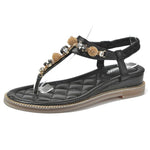 Luxury Sandals 2021 Summer Fashion Bohemian Designers Beach Sandals Flat Flip-toe Shoes Ladies Flats Beige Sandels for Women