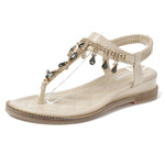 Luxury Sandals 2021 Summer Fashion Bohemian Designers Beach Sandals Flat Flip-toe Shoes Ladies Flats Beige Sandels for Women