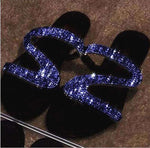 Leopard Sandals Women Summer Crystal Slides Glitter Slippers Ladies Rhinestone Female Diamond Flat Shoes Sandels Sandalias Mujer