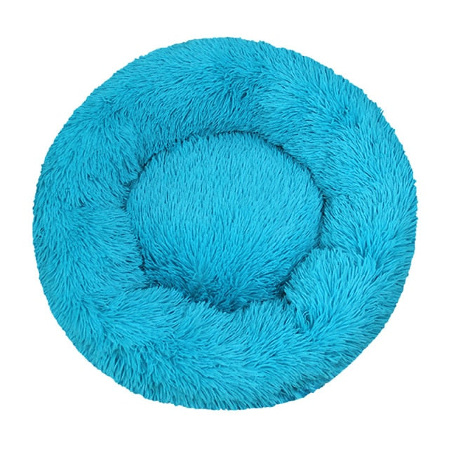 Long Plush Dog Bed Cushion Large Dogs Bed House Pet Round Cushion Bed Pet Kennel Super Soft Fluffy Comfortable for Cat Dog House