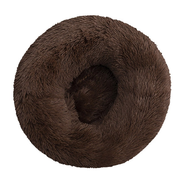 Long Plush Dog Bed Cushion Large Dogs Bed House Pet Round Cushion Bed Pet Kennel Super Soft Fluffy Comfortable for Cat Dog House