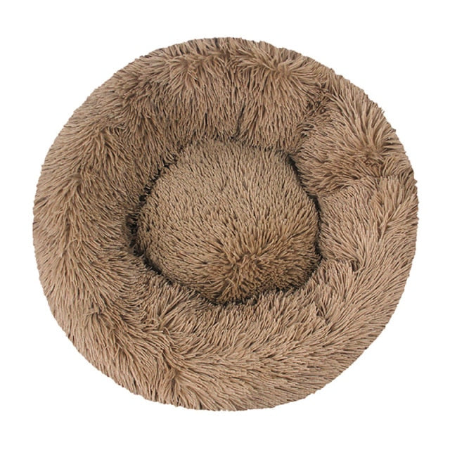 Long Plush Dog Bed Cushion Large Dogs Bed House Pet Round Cushion Bed Pet Kennel Super Soft Fluffy Comfortable for Cat Dog House