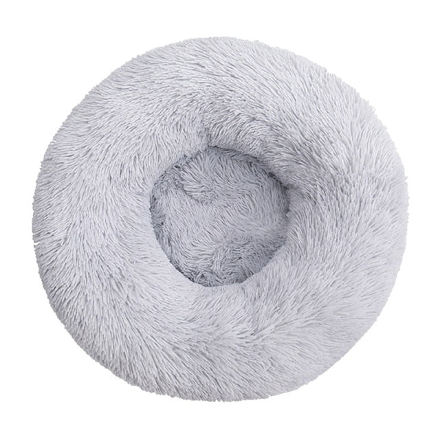 Long Plush Dog Bed Cushion Large Dogs Bed House Pet Round Cushion Bed Pet Kennel Super Soft Fluffy Comfortable for Cat Dog House