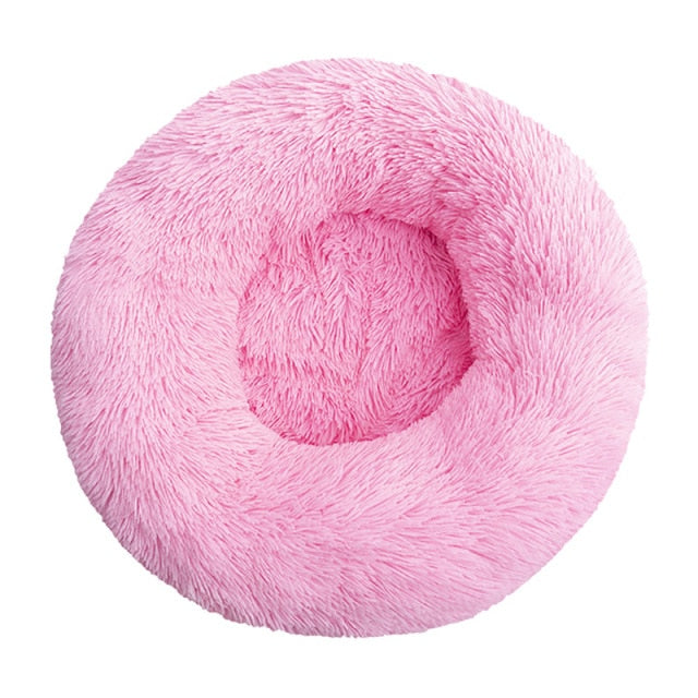 Long Plush Dog Bed Cushion Large Dogs Bed House Pet Round Cushion Bed Pet Kennel Super Soft Fluffy Comfortable for Cat Dog House