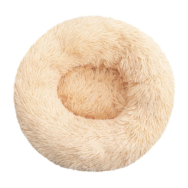 Long Plush Dog Bed Cushion Large Dogs Bed House Pet Round Cushion Bed Pet Kennel Super Soft Fluffy Comfortable for Cat Dog House