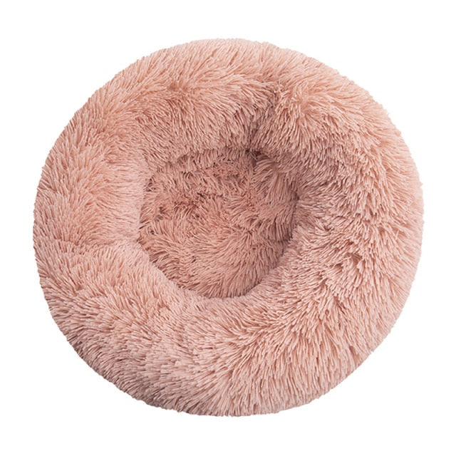 Long Plush Dog Bed Cushion Large Dogs Bed House Pet Round Cushion Bed Pet Kennel Super Soft Fluffy Comfortable for Cat Dog House