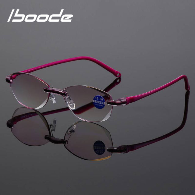 iboode Diopter +1.0 +1.5 +2.0 +2.5 +3.5 +4.0 Frameless Anti-blue Light Reading Glasses Women Ladies Presbyopia Eyewear Frames