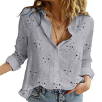 Casual Long Sleeve Birds Print Loose Shirts Women Oversized Cotton and Linen Blouses and Tops Vintage Streetwear Tunic Tees