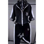 Women's 2 Two Piece Set 2021 Summer New Slim Fashion Short Sleeve Hooded Sweater Leisure Sweat Suit Plus Size Clothing For Women