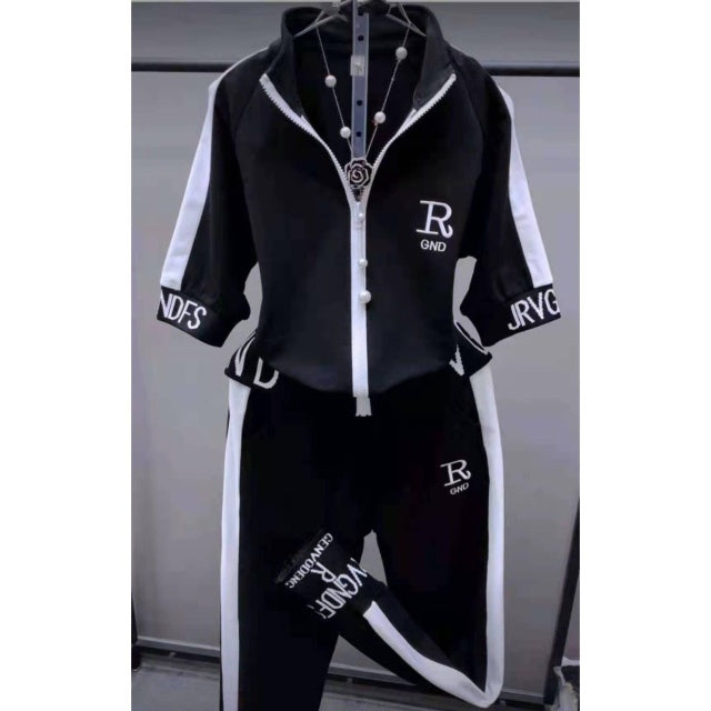 Women's 2 Two Piece Set 2021 Summer New Slim Fashion Short Sleeve Hooded Sweater Leisure Sweat Suit Plus Size Clothing For Women