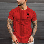 2021 Summer Men's T-shirt Summer Men's Street Style Round Neck Shirt Fashion Poker Print Short Sleeve Zebra Stripe Printed Top