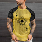 2021 Summer Men's T-shirt Summer Men's Street Style Round Neck Shirt Fashion Poker Print Short Sleeve Zebra Stripe Printed Top